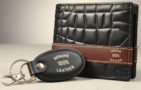 CROCODILE BLACK COLOR GENIUN LEATHER WALLET AND KEY CHAIN